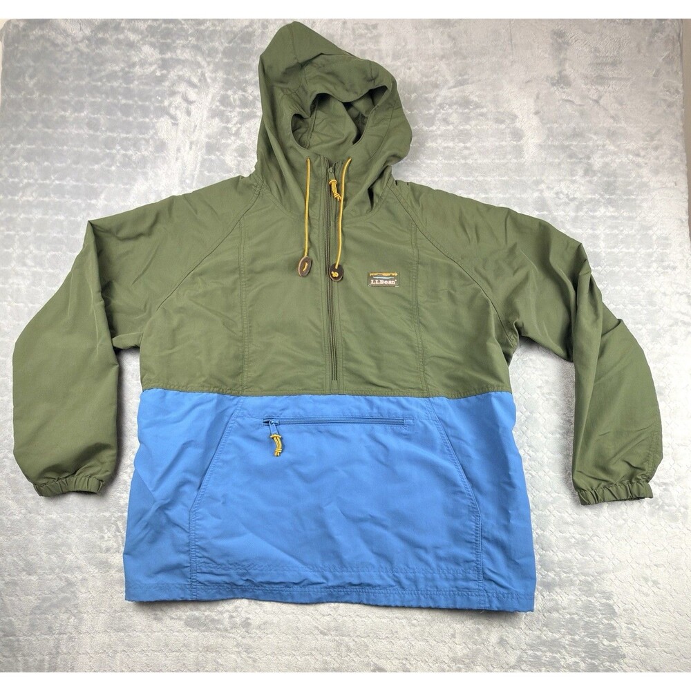 L.L.Bean Womens 2X Anorak Jacket Colorblock Hooded Nylon Windbreaker Outdoor